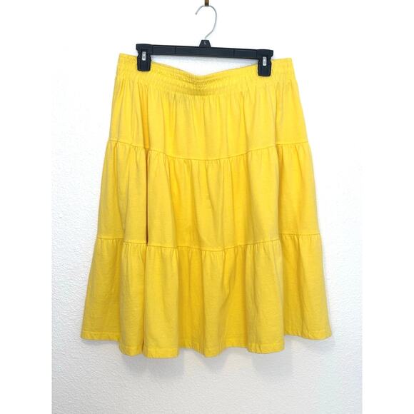 Woman Within Yellow Elastic-Waist Knit Tiered Skirt- sz 14-16 M - Picture 3 of 5